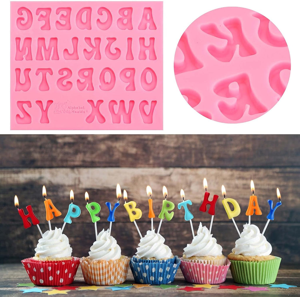 Skiennix Silicone Letter & Number Molds - 5-Piece Set for Baking, Candy & Cake Decoration
