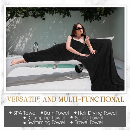 Peryiter Oversized Bath Towels Set of 6 for Adults 40x80 Inches Extra Large Bath Towel Sets Bathroom Sheets Jumbo Shower Towels Quick Dry Absorbent Soft Microfiber for Adults(Black)