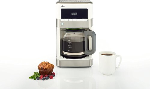 Braun KF6050WH BrewSense Drip Coffee Maker - Sleek White Design for Perfect Brews