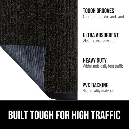 GORILLA GRIP Waterproof Door Mat - Heavy Duty Entryway Rug for Home & Office | 29x17, Black