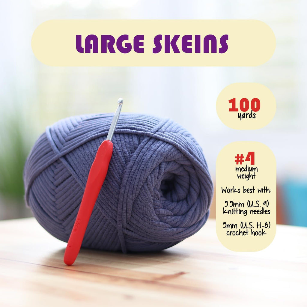 Skiennix Soft Yarn for Crocheting - Easy-to-See Knitting Yarn, 1200 Yards Cotton-Nylon Blend, 12 x 50g