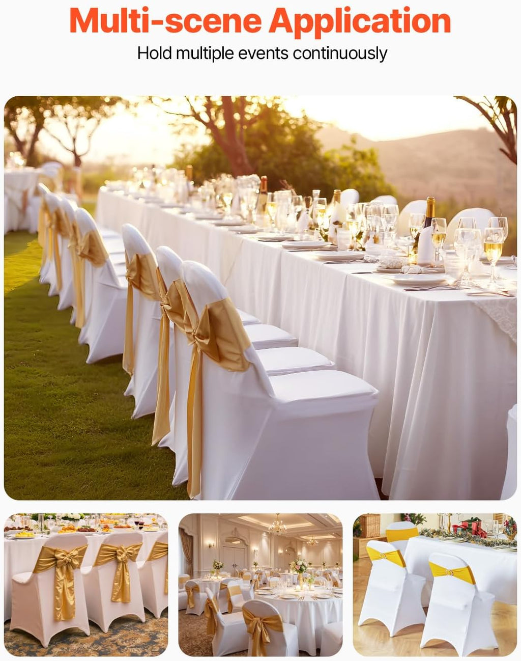 VEVOR 30 PCS White Folding Chair Covers - Elegant Washable Slipcovers for Weddings & Events