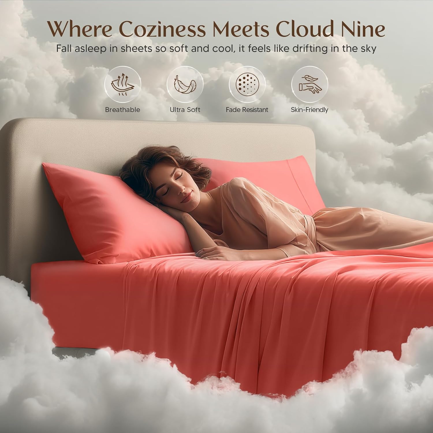 Utopia Bedding California King Sheet Set - Soft, Breathable Microfiber | 4-Piece in Coral