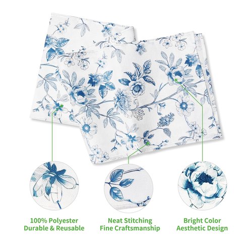 Rotumaty Blue and White Floral Table Runner - Monochrome Sketch Flowers Chinoiserie Peony Daisy Decor Summer Spring Seasonal Home Decorations for Kitchen Dining Table Party Ornaments 13 × 72 Inch