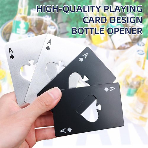 100 Pack Ace of Spades Bottle Opener - Bulk Metal Credit Card Beer Opener, Poker Card Wallet Opener for Party Favor, Wedding Favor, Groomsmen Bridesmaid Gift (Black & Silver)