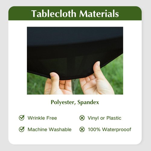 mylacerhome 2 Pack Round Fitted Tablecloth 20 Inch Stretch Spandex Table Cover Black Washable Table Cloth Elastic Table Topper for Indoor and Outdoor