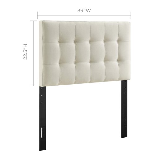 Modway Lily Tufted Linen Fabric Upholstered Twin Headboard in Ivory