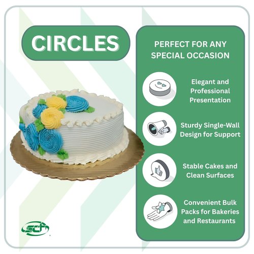 Southern Champion Tray 1630 14" Sturdy Corrugated Double Wall Cake Circle, Greaseproof, Gold Metallic (Case of 50)