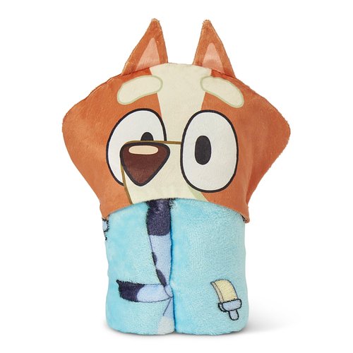 Bluey Hooded Throw Blanket, Soft Silk Touch Poncho Cape, Plush Blanket with Character Hood, Cozy and Lightweight, 40x50 inches