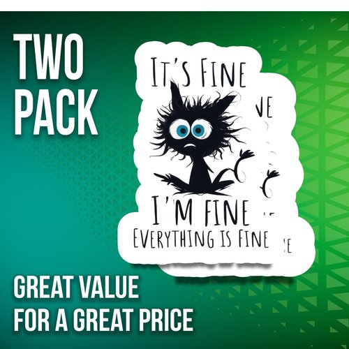 Printlabz 2 Pack 5" Black Cat Fine I'm Fine Magnet - Thick Strong Magnet - Made in USA
