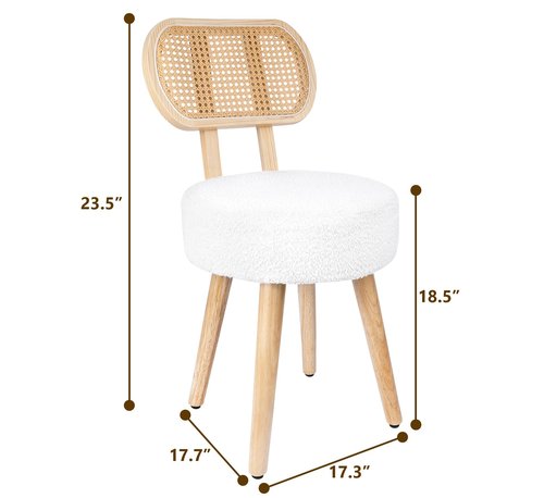 Rattan Dining Chair, Kitchen Dining Room Chairs, Mid Century Modern Boucle Chair, Stylish Upholstered Wood Accent Chair, Cute Sherpa Chair, Living Room Bar Stool Chair, Boho Makeup Vanity Chair, 1 Pc