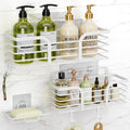 Yougai Shower Caddy, Shower Organizer with Soap Holder and Hooks, Rustproof Shower Shelves, No Drilling Bathroom Organizers and Storage, Wall-Mounted Kitchen & Home Decor (White)