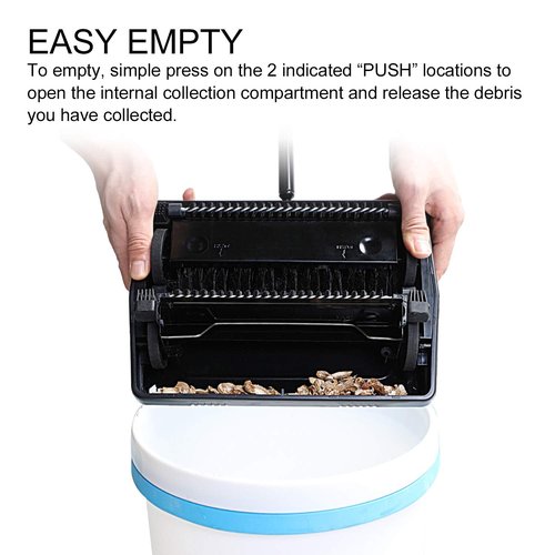 Yocada Carpet Sweeper Cleaner for Home Office Low Carpets Rugs Undercoat Carpets Pet Hair Dust Scraps Paper Small Rubbish Cleaning with a Brush Black
