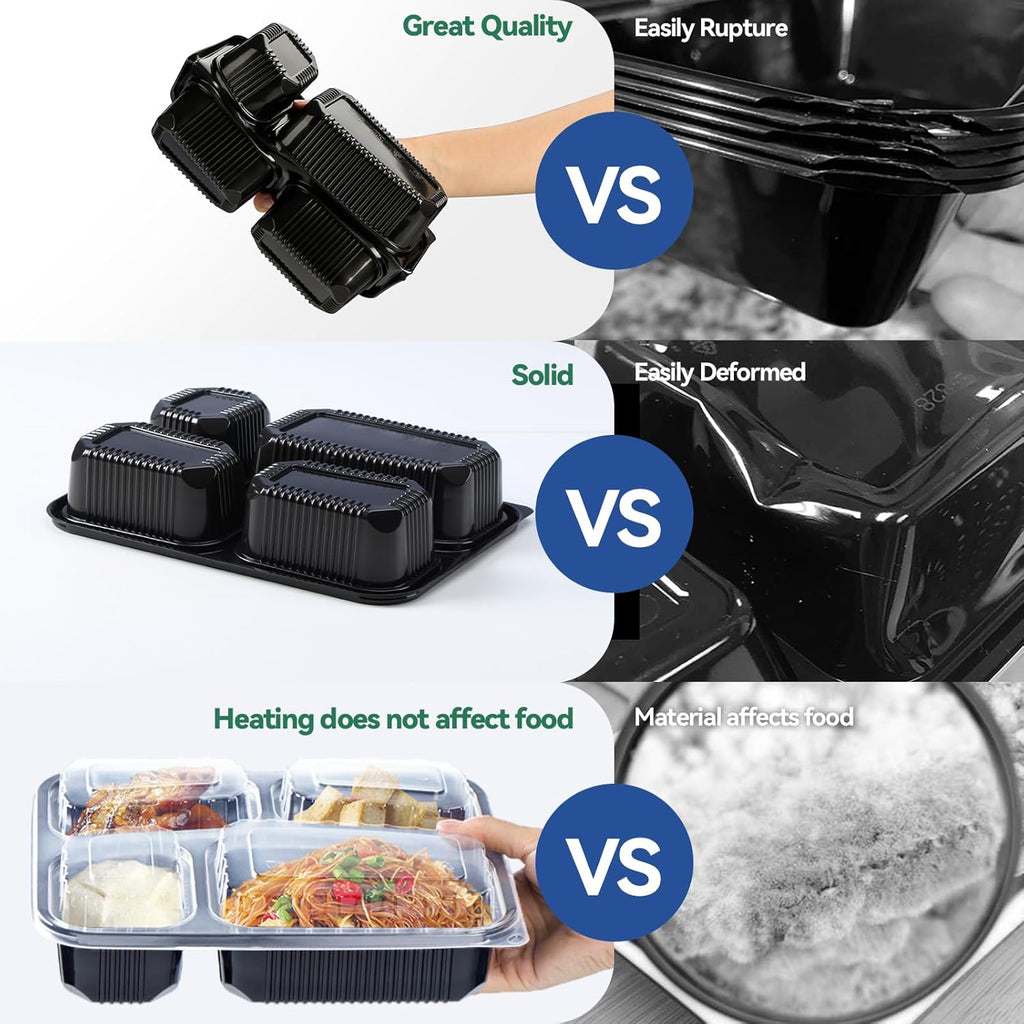 Skiennix To Go Containers - 34 oz Leakproof Meal Prep | 40 Pack BPA-Free Plastic | Microwave & Freezer Safe