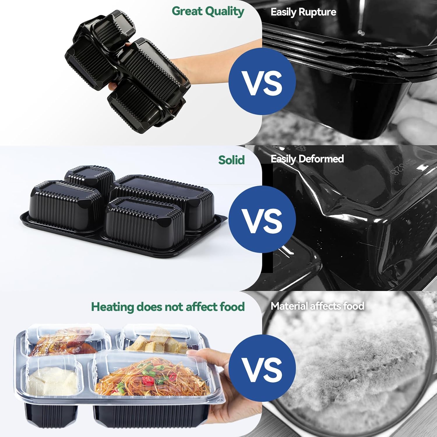 Skiennix To Go Containers - 34 oz Leakproof Meal Prep | 40 Pack BPA-Free Plastic | Microwave & Freezer Safe