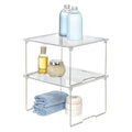 InterDesign iDesign Stackable Organizer-Cabinet Riser for Bathroom Storage-Set of 2-Clear/Satin Stacking Shelf-Small M2