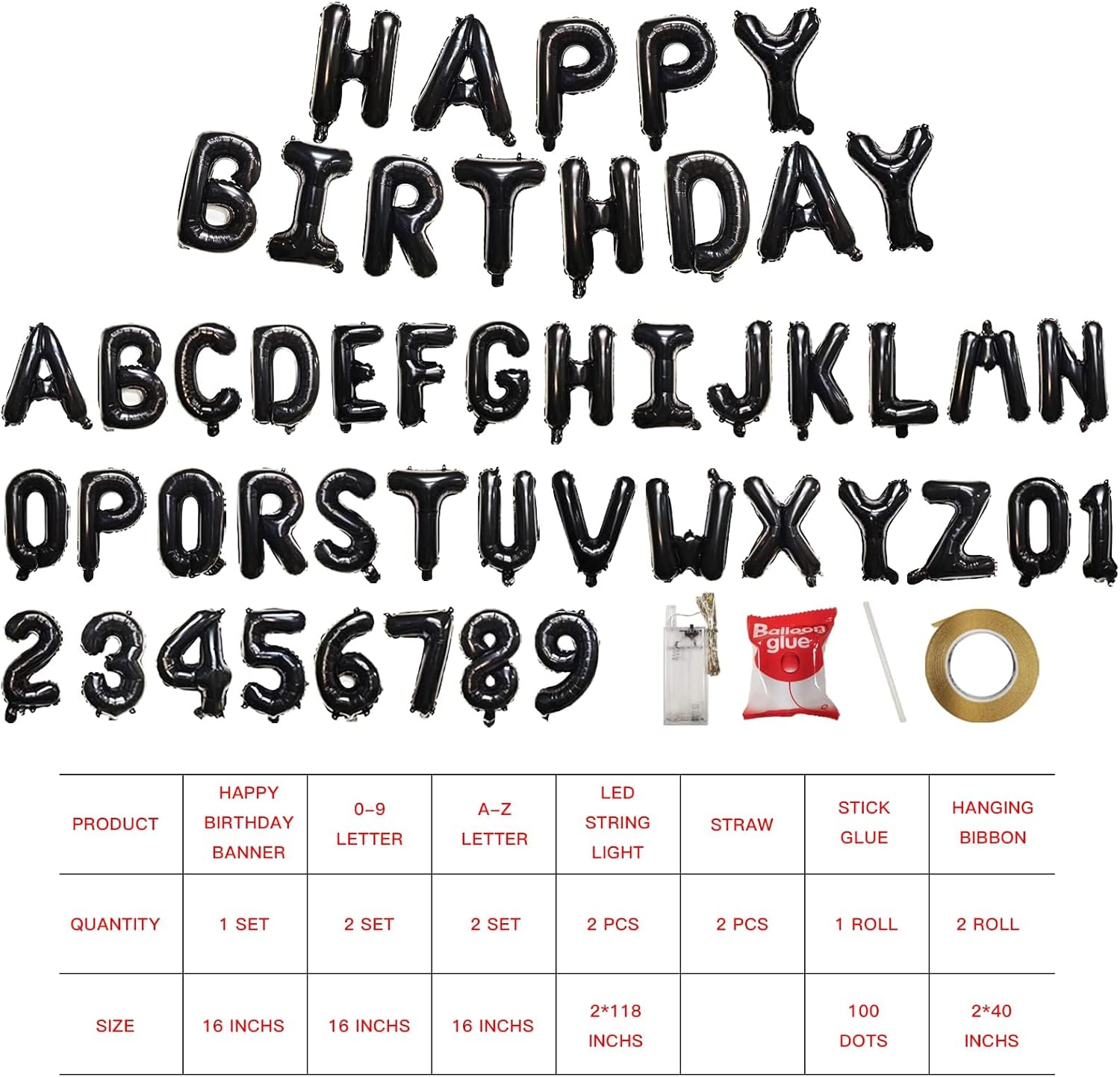 Skiennix 16" Foil Personalized Name Balloons - Custom Mylar Letters & Numbers for Birthdays, Graduations, Weddings | 85 PCS, Black