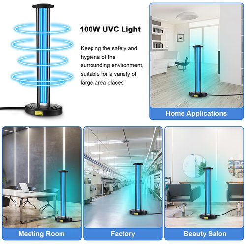 Qualirey 100W UV Light Sanitizer, Ozone Free, Safe for Children & Pets, 3 Timer & Remote UV Sanitizer for Bedrooms, Home Offices & Baby Rooms