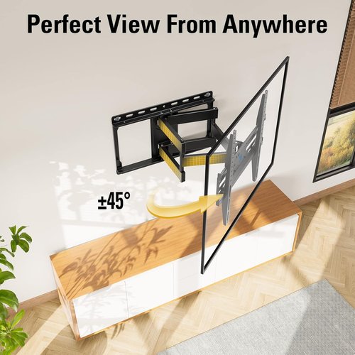 Mounting Dream Full Motion TV Mount for 32-65 Inch TVs - Includes Slim Fixed Wall Mount for 42-84 Inch TVs