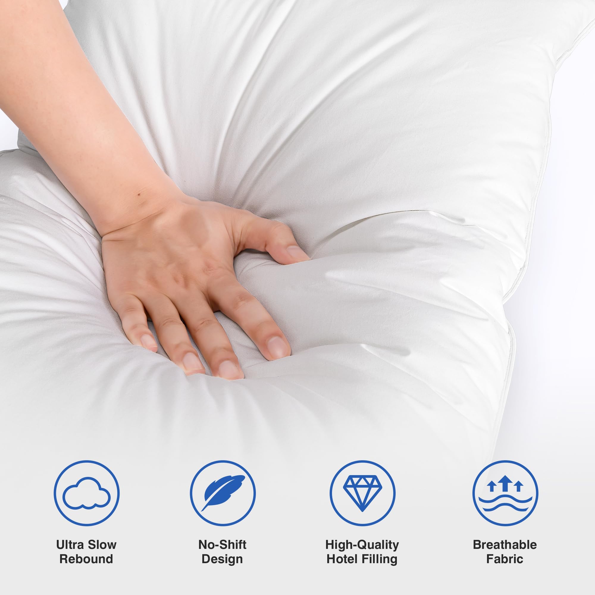 zibroges Ultra Soft Goose Feather Pillows Queen Size Set of 2 - Hotel Bed Pillow for Sleeping, (Down Fiber) Fluffy Support Surround Fill Polyester for Back, Stomach, Side Sleepers (Soft)