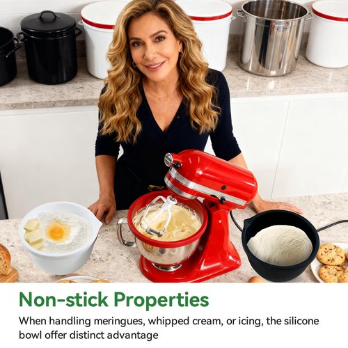 Silicone Liners for KitchenAid 5 Qt Tilt-Head Stand Mixer(Only), Odourless,Thicker, Cold/Heat-Resistant & Non-Stick, Easy Clean, Fits 5 Quart Mixing Bowl, Set of 3 with Lids