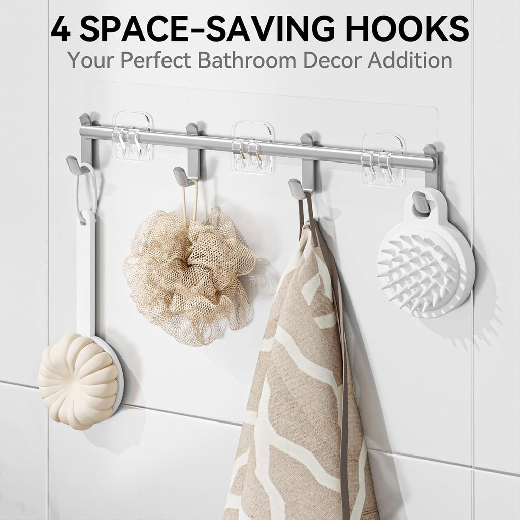 YASONIC Shower Caddy - Large Capacity Organizer with Soap Holder & 12 Hooks | Rustproof Grey Shelves