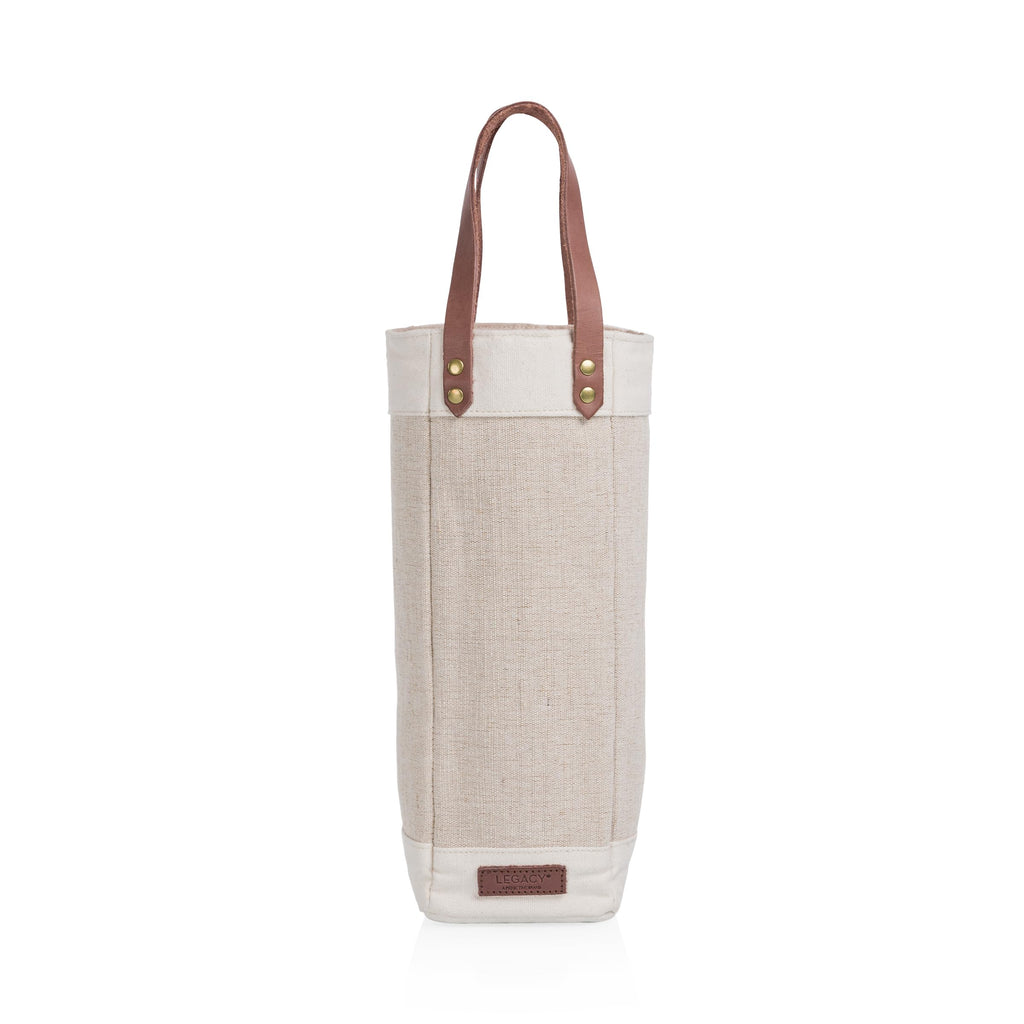 PICNIC TIME Pinot Jute Single Bottle Insulated Wine Bag, Wine Tote Bag, Wine Gift Bag, (Beige)