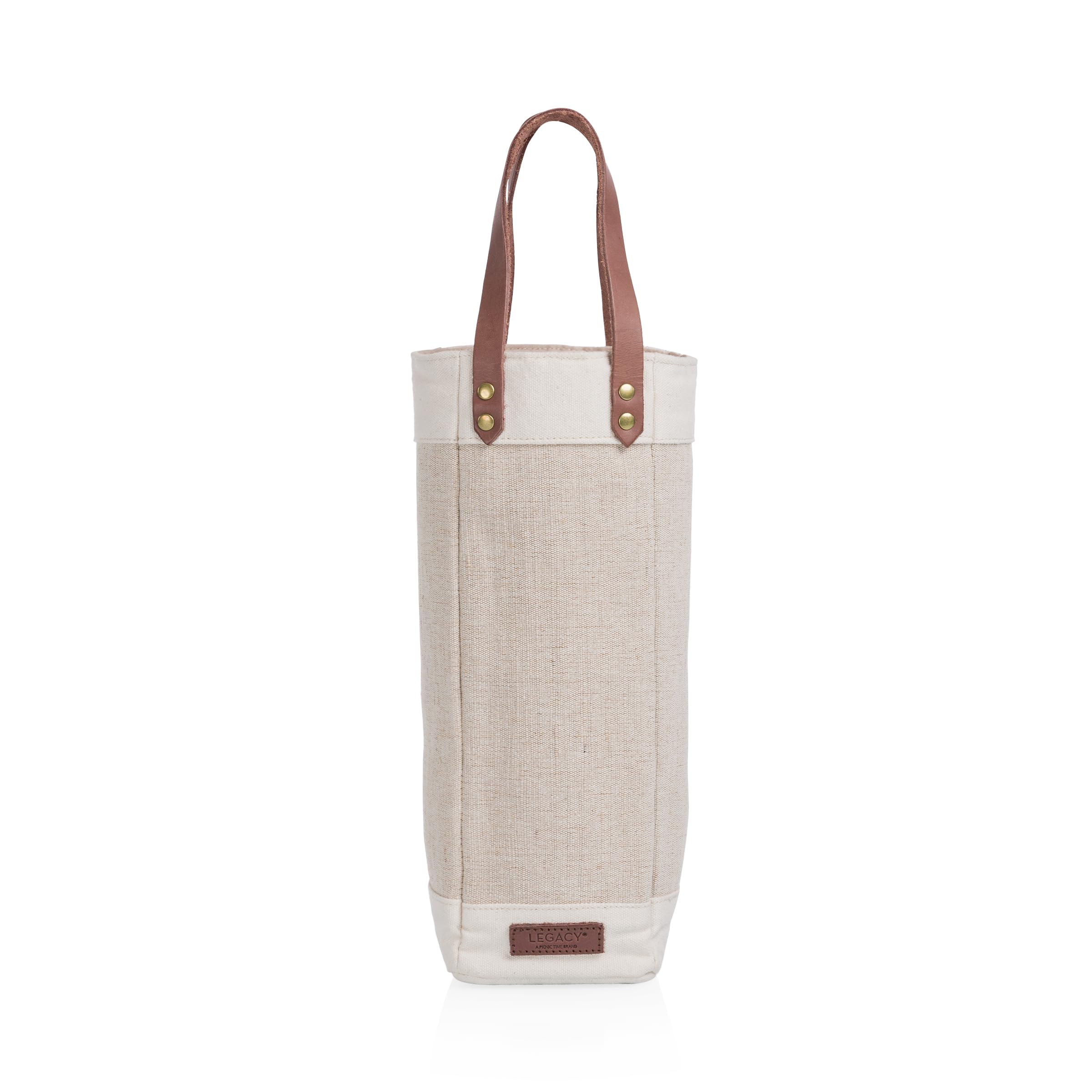 PICNIC TIME Pinot Jute Single Bottle Insulated Wine Bag, Wine Tote Bag, Wine Gift Bag, (Beige)