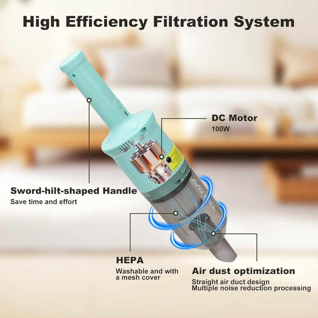 Skiennix 6-in-1 Rechargeable Stick Vacuum Cleaner - Handheld Versatility for All Surfaces | Green