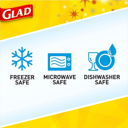 Glad GladWare Tall Entree Holiday Edition Food Storage Containers with Red Star Lids, Large Square BPA Free for Holiday Cookies and Leftovers, Microwave Freezer Dishwasher Safe, 42 Oz, 3 Count