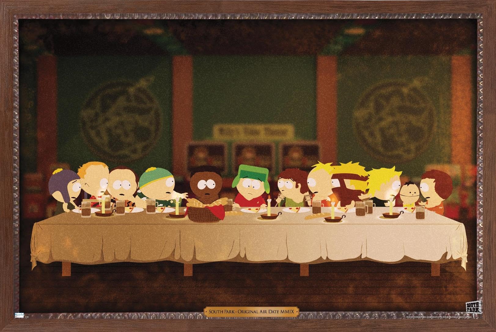 South Park - Last Supper Wall Poster, 22.4L" x 14.7W", Mahogany Framed Version