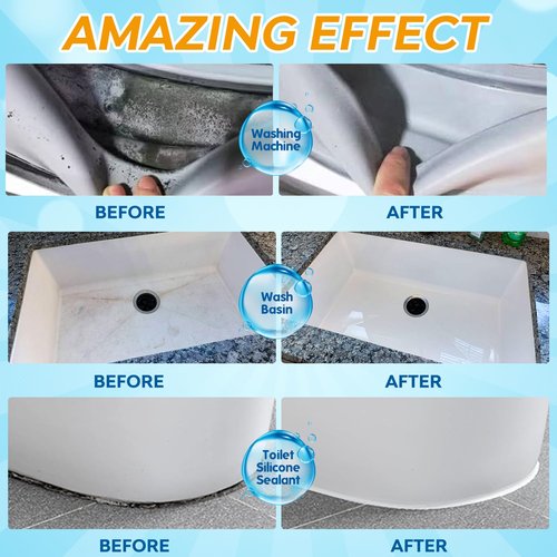 Mold Stain Remover Gel, Front Load Washer Mold Remover for Washing Machine Gasket Rubber Seal Home Stain Cleaner Gel for Grout Caulk, Bathroom, Shower, Bathtub, Refrigerator Cleaning Solution 10 Fl Oz