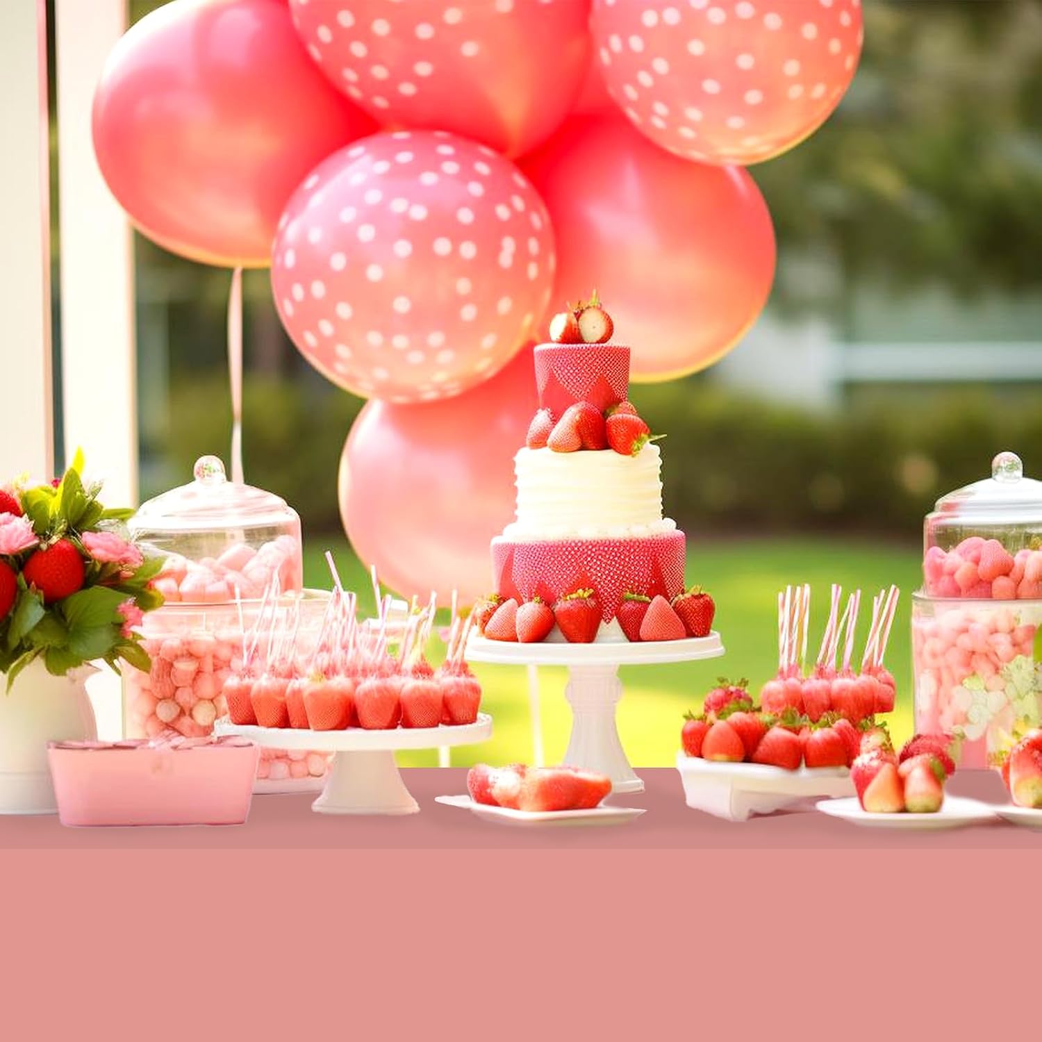 Whaline 16Pcs Pink Plastic Tablecloth Set - Waterproof Rectangle Table Covers for Parties | 54 x 108 Inch
