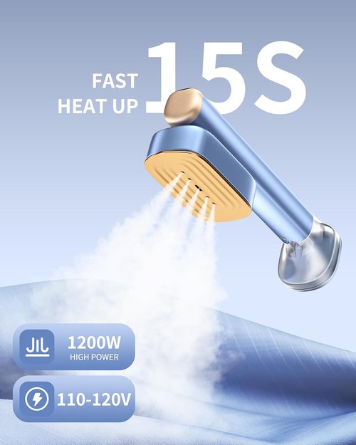 MIYOKO 2-In-1 Portable Handheld Garment Steamer & Iron - Fast Heat-Up, 1200W, Travel Size, 25 G/MIN Steam