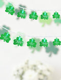 Adirxon 12FT St Patricks Day String Lights - 20 LED Shamrock Lights with St. Patrick's Day & Lucky Printed Text, Connectable Green Clover Decor for Pub Party Home Outdoor Indoor (White Wire)
