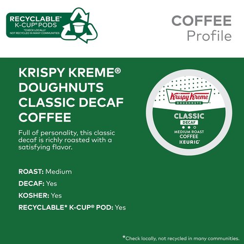 Krispy Kreme Classic Decaf Coffee - Medium Roast Single-Serve K-Cup Pods | 96 Count