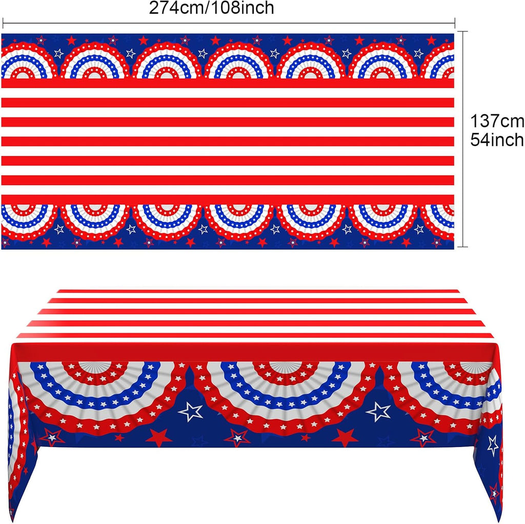 Oudain Patriotic Tablecloths - 6 Pcs 54" x 108" Disposable Red, Blue & White for 4th of July & Memorial Day