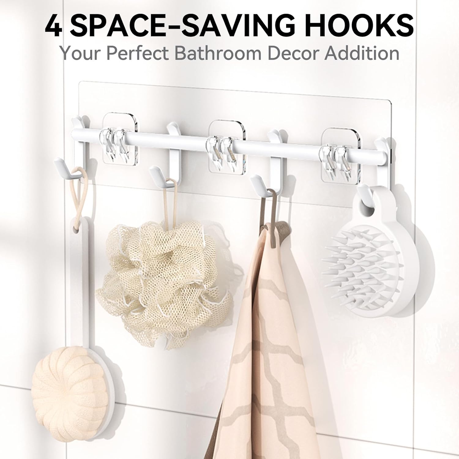 YASONIC Shower Caddy - 6 Pack Large Capacity Organizer with Soap Holder & 12 Hooks | Rustproof White Shelves