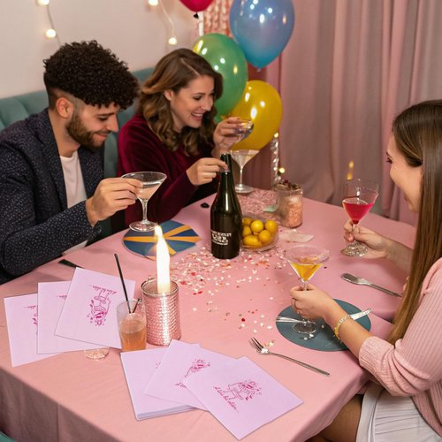 Pink Martini Cocktail Napkins,Bikinis and Martinis Bachelorette Party Decor, A Bride In A Tini Bit Party Supplies, Pack of 50ct