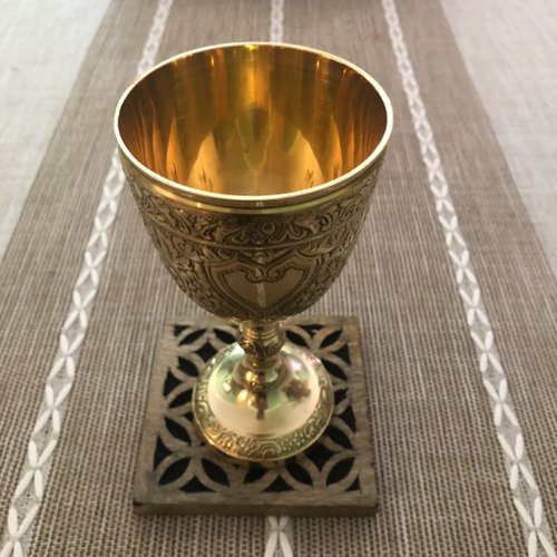 ALADEAN Vintage Chalice Goblet King Queen Set | Royal Brass Wine Cups - Renaissance Medieval Goblet Gifts