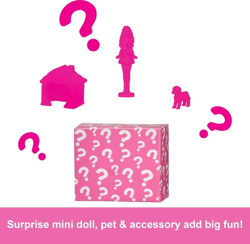 Barbie Mini Dreamhouse Dollhouse Set - Surprise 1.5-Inch Doll, Furniture, Elevator & Pool