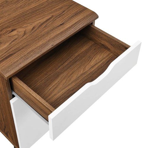 Modway Envision Mid-Century Modern, File Cabinet, Walnut White