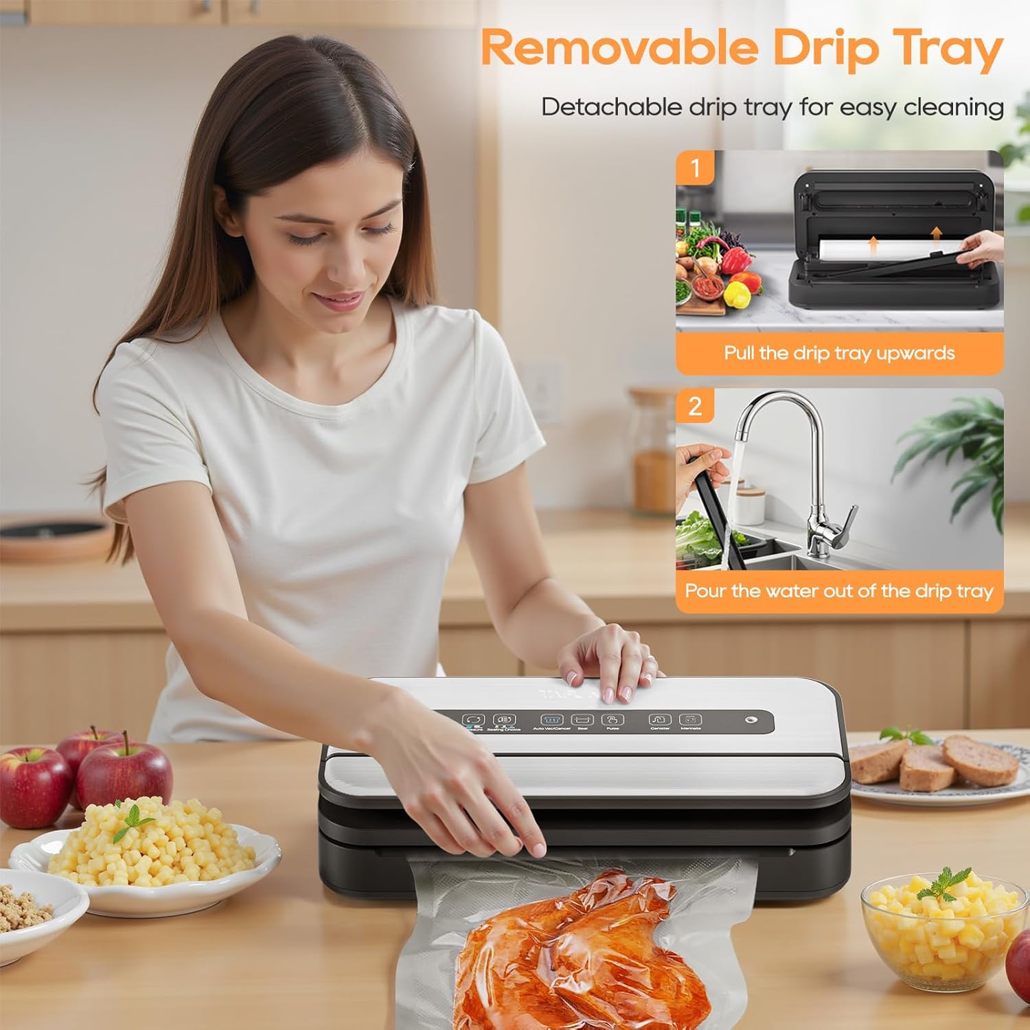 Vacuum Sealer Machine - 90Kpa Food Preservation with Dry, Moist & Liquid Modes | LED Indicator & Built-in Cutter