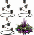 Sliner Christmas Advent Wreath Candle Holders - Rustic Metal Centerpiece Set of 3 for Home & Church Decor