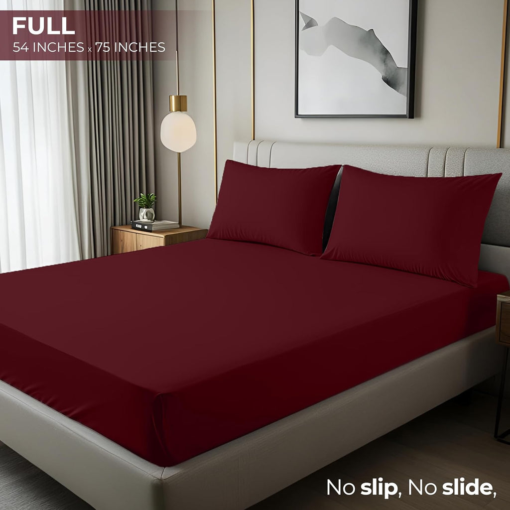 Utopia Bedding Full Fitted Sheet - Deep Pocket Microfiber - Soft & Fade Resistant - Red Burgundy