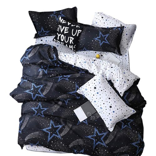 JQWUPUP Kids Duvet Cover Set Twin, 3Pcs Bedding Set (1 Duvet Cover and 2 Pillow Shams) for Toddler Teens Girls Boys (Twin, Starry Night)