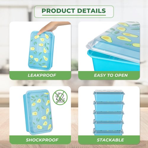 Moiturti 10 Pack 42 oz Meal Prep Containers, Reusable Plastic Food Prep Storage Containers with Printed Lids, Stackable, Leakproof, Microwave & Freezer & Dishwasher Safe,To Go Take Out Box, Avocado