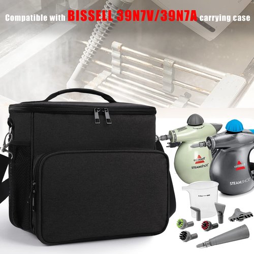 Adjustable Compartments Carry Bag Compatible with Bissell SteamShot Hard Surface Steam Cleaner 39N7V/39N7A,Travel Hand Bag with Extra Pockets for Accessories