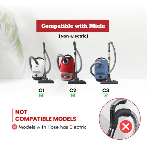 For Miele Vacuum Attachments Accessories 1-3/8'' Inner Diameter Compatible with Miele C1 C2 C3 Vacuum Cleaners -Household Cleaning Attachment Kit (Non-Electric Extension Wand)