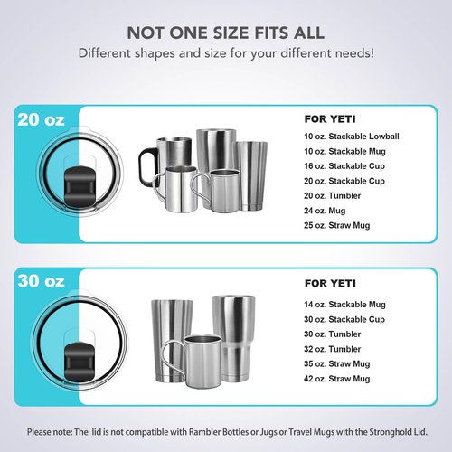 30 oz Tumbler Lid, Replacement Lids Compatible for YETI 30/32 oz Tumbler, 14 oz Mug and 35 oz Straw Mug, Travel Spill Proof Cup Lids Covers with Magnetic Slider Switch, BPA Free